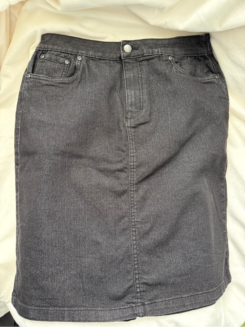 Basic Editions Black Denim Pencil Skirt